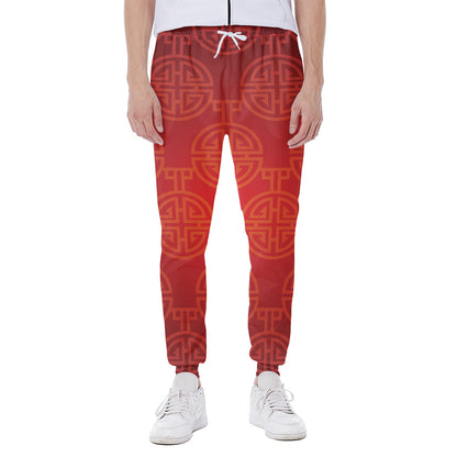Chinese Lu Symbol Pattern Print Scuba Joggers