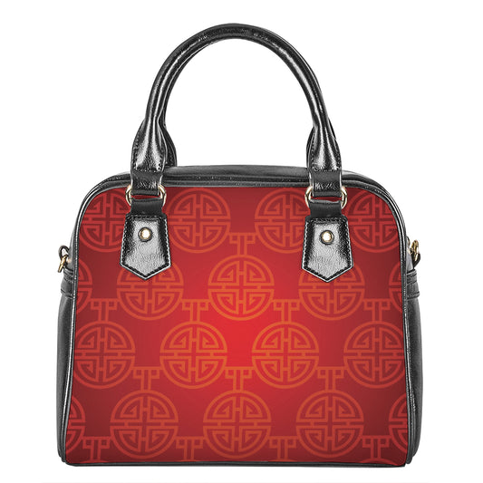 Chinese Lu Symbol Pattern Print Shoulder Handbag