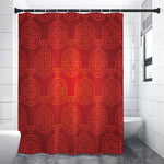 Chinese Lu Symbol Pattern Print Shower Curtain