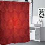Chinese Lu Symbol Pattern Print Shower Curtain