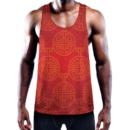 Chinese Lu Symbol Pattern Print Training Tank Top