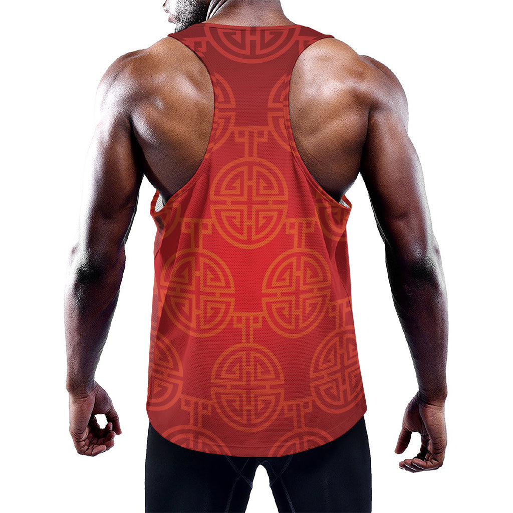 Chinese Lu Symbol Pattern Print Training Tank Top