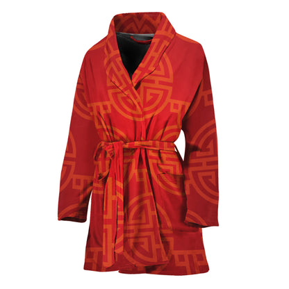 Chinese Lu Symbol Pattern Print Women's Bathrobe