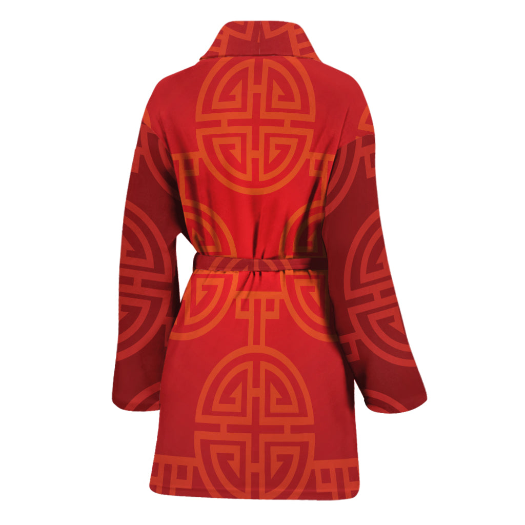 Chinese Lu Symbol Pattern Print Women's Bathrobe