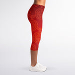 Chinese Lu Symbol Pattern Print Women's Capri Leggings