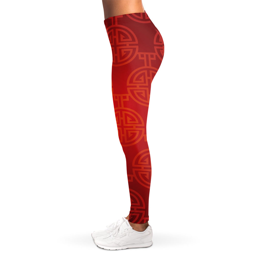 Chinese Lu Symbol Pattern Print Women's Leggings