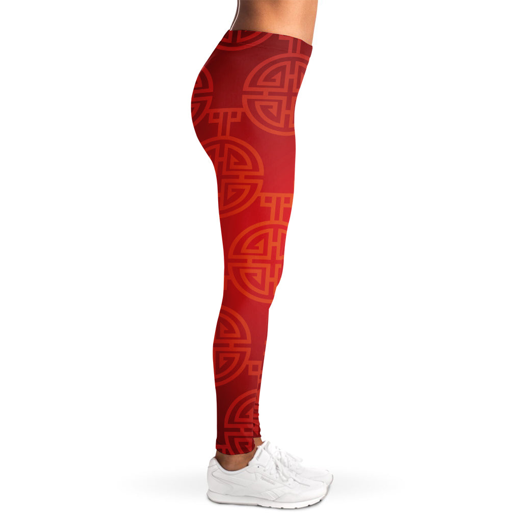 Chinese Lu Symbol Pattern Print Women's Leggings