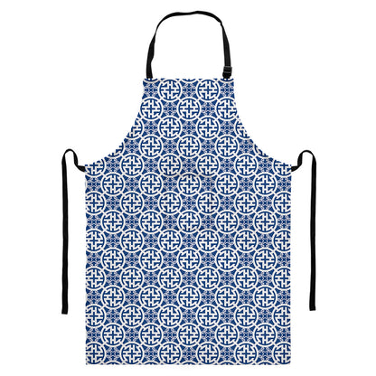 Chinese Luck Symbol Pattern Print Bib Apron With Pocket