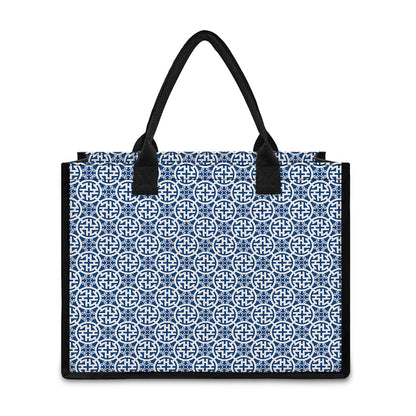 Chinese Luck Symbol Pattern Print Canvas Tote Bag