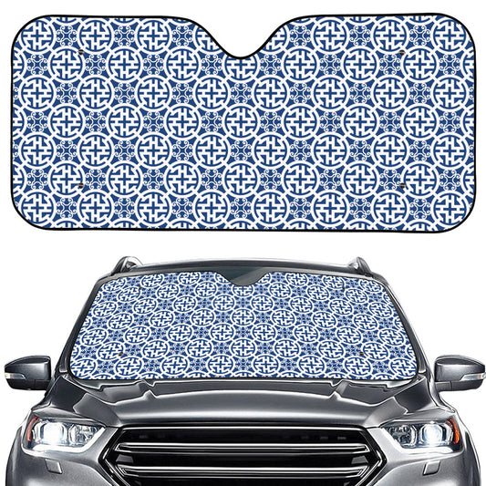 Chinese Luck Symbol Pattern Print Car Windshield Sun Shade