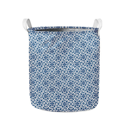 Chinese Luck Symbol Pattern Print Collapsible Laundry Basket