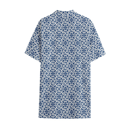 Chinese Luck Symbol Pattern Print Cotton Hawaiian Shirt