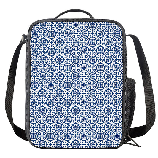 Chinese Luck Symbol Pattern Print Crossbody Lunch Bag