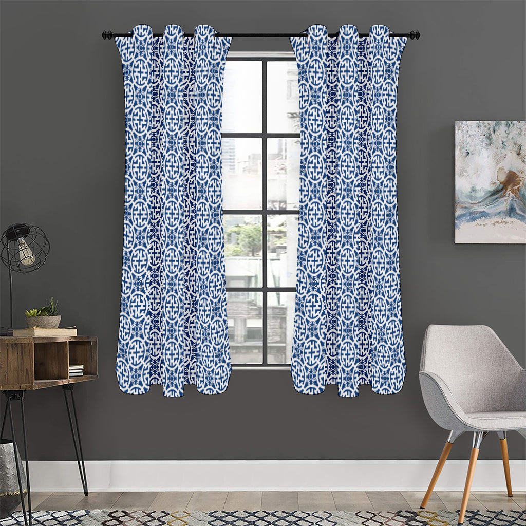 Chinese Luck Symbol Pattern Print Curtain