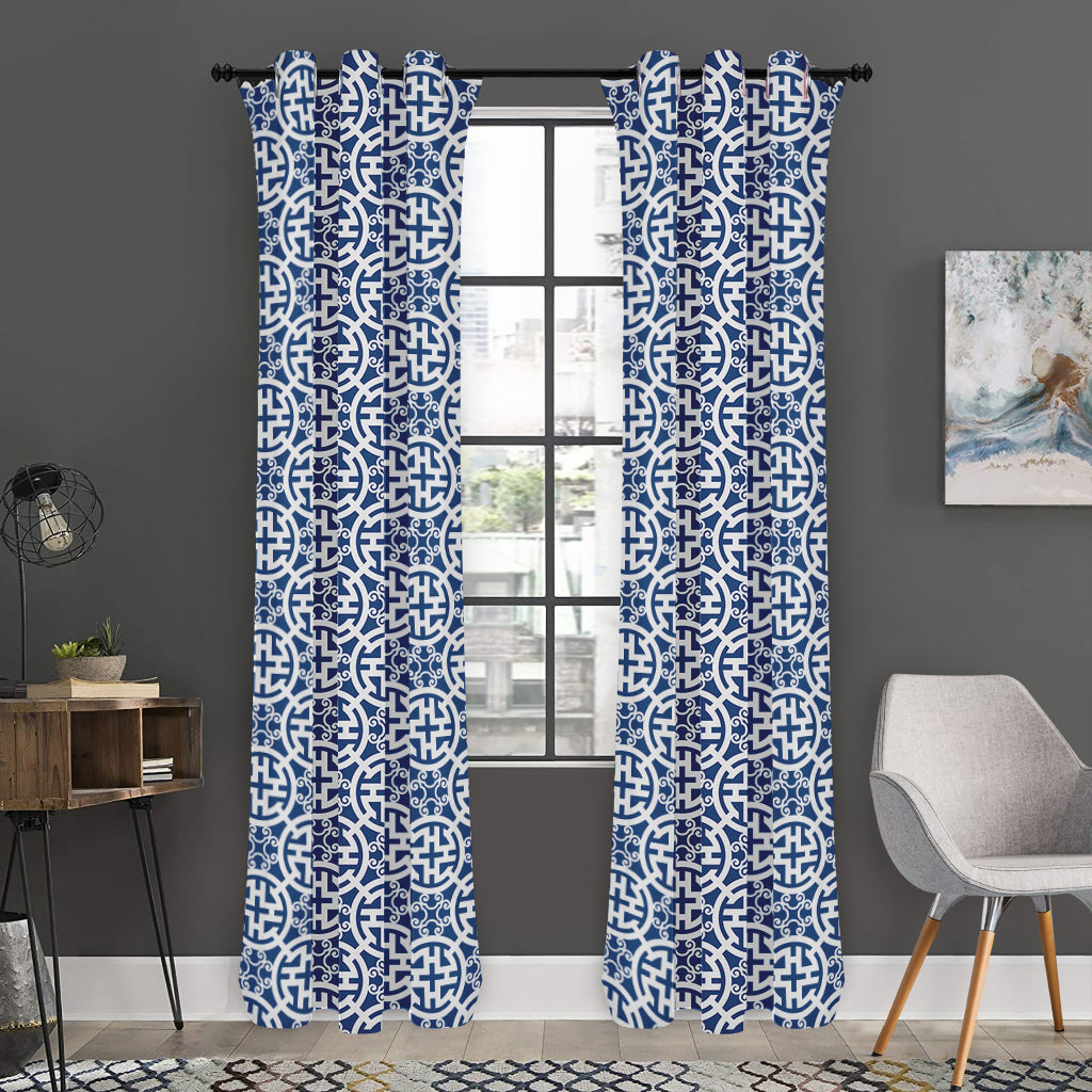 Chinese Luck Symbol Pattern Print Curtain