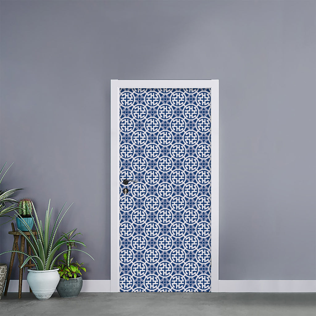 Chinese Luck Symbol Pattern Print Door Sticker