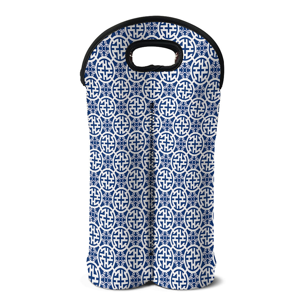 Chinese Luck Symbol Pattern Print Double Neoprene Wine Tote