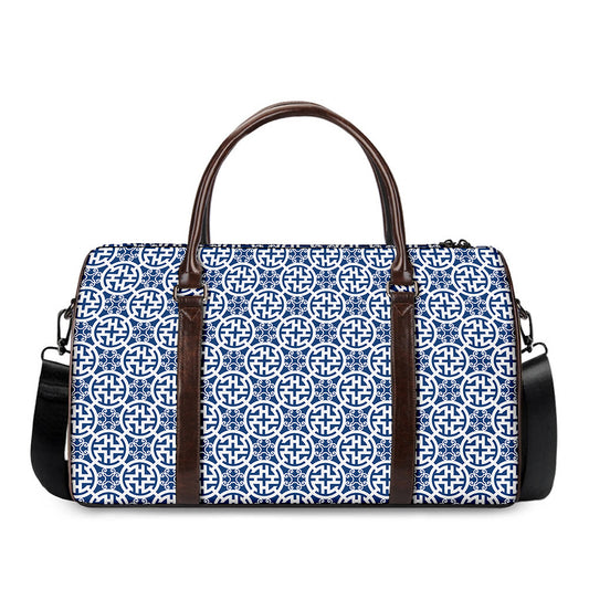 Chinese Luck Symbol Pattern Print Duffle Bag