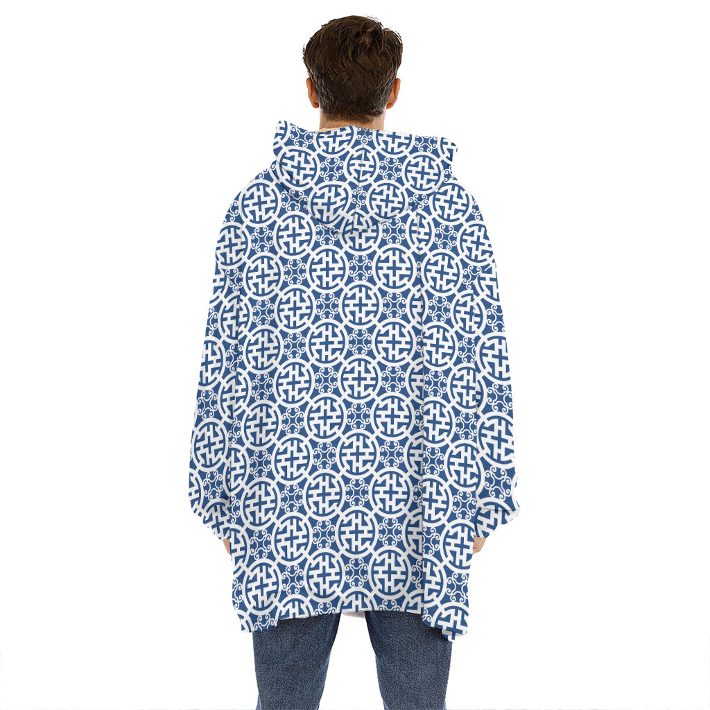 Chinese Luck Symbol Pattern Print Hoodie Blanket
