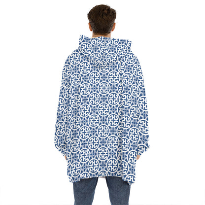 Chinese Luck Symbol Pattern Print Hoodie Blanket