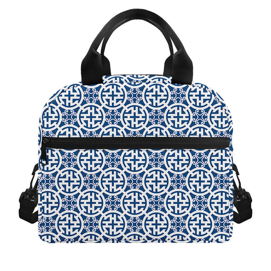 Chinese Luck Symbol Pattern Print Insulated Lunch Bag