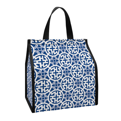 Chinese Luck Symbol Pattern Print Insulated Lunch Tote