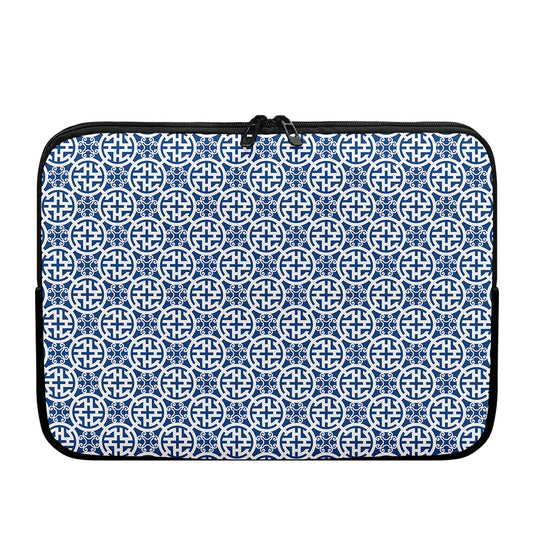 Chinese Luck Symbol Pattern Print Laptop Sleeve