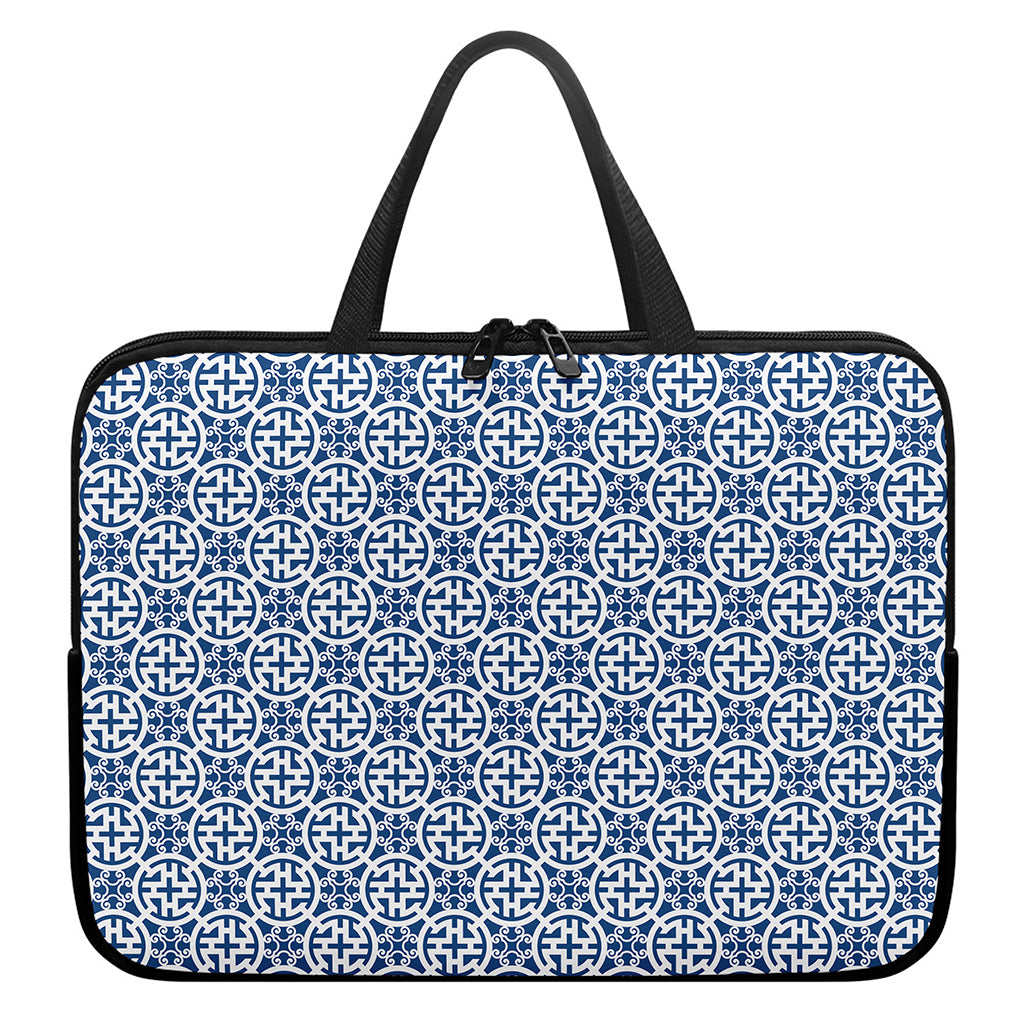 Chinese Luck Symbol Pattern Print Laptop Sleeve With Handle