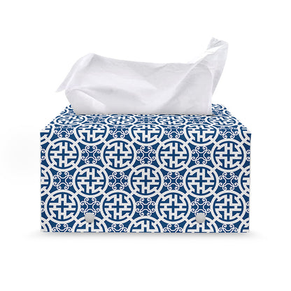 Chinese Luck Symbol Pattern Print Leather Tissue Box Cover