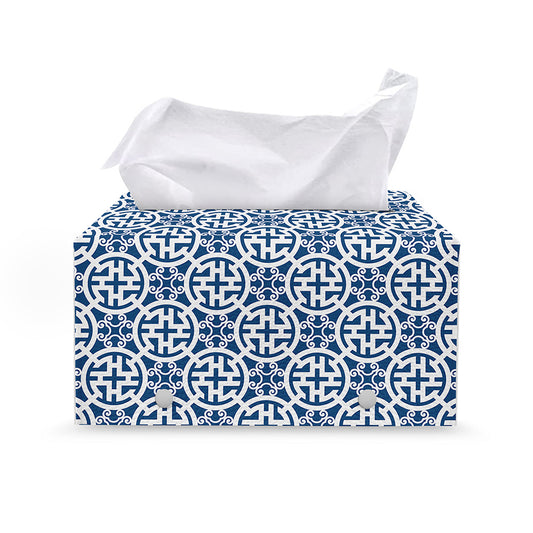 Chinese Luck Symbol Pattern Print Leather Tissue Box Cover