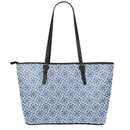 Chinese Luck Symbol Pattern Print Leather Tote Bag