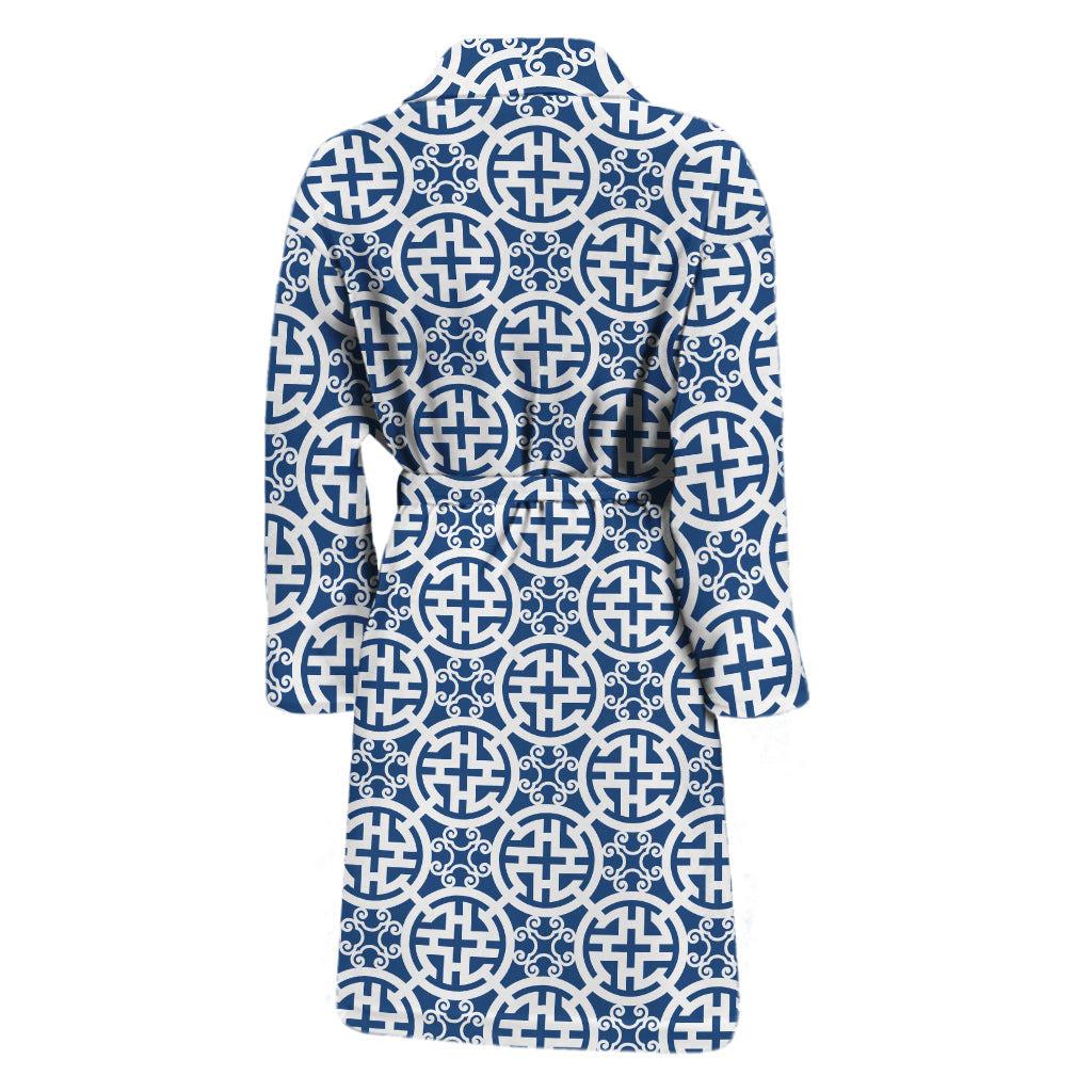 Chinese Luck Symbol Pattern Print Men's Bathrobe