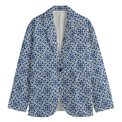 Chinese Luck Symbol Pattern Print Men's Blazer