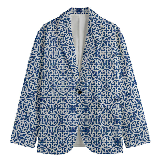 Chinese Luck Symbol Pattern Print Men's Blazer