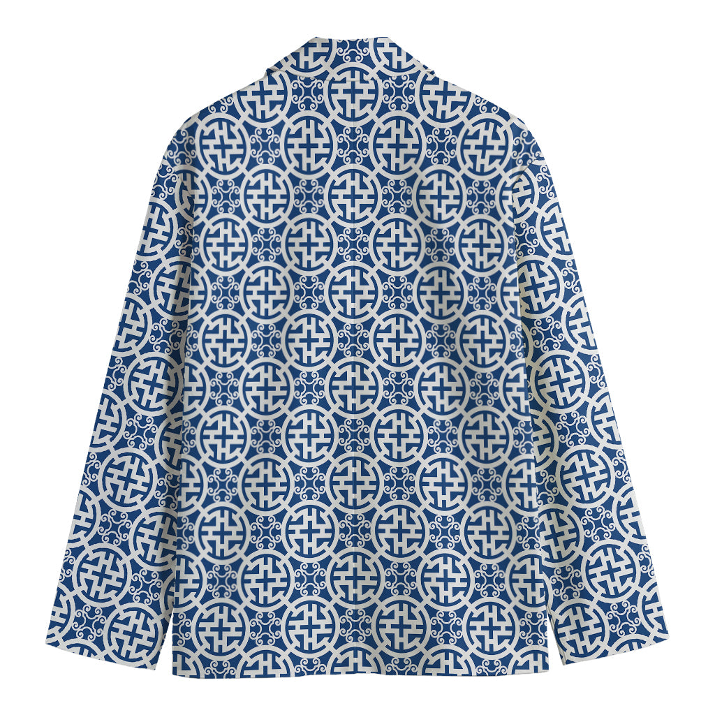 Chinese Luck Symbol Pattern Print Men's Blazer