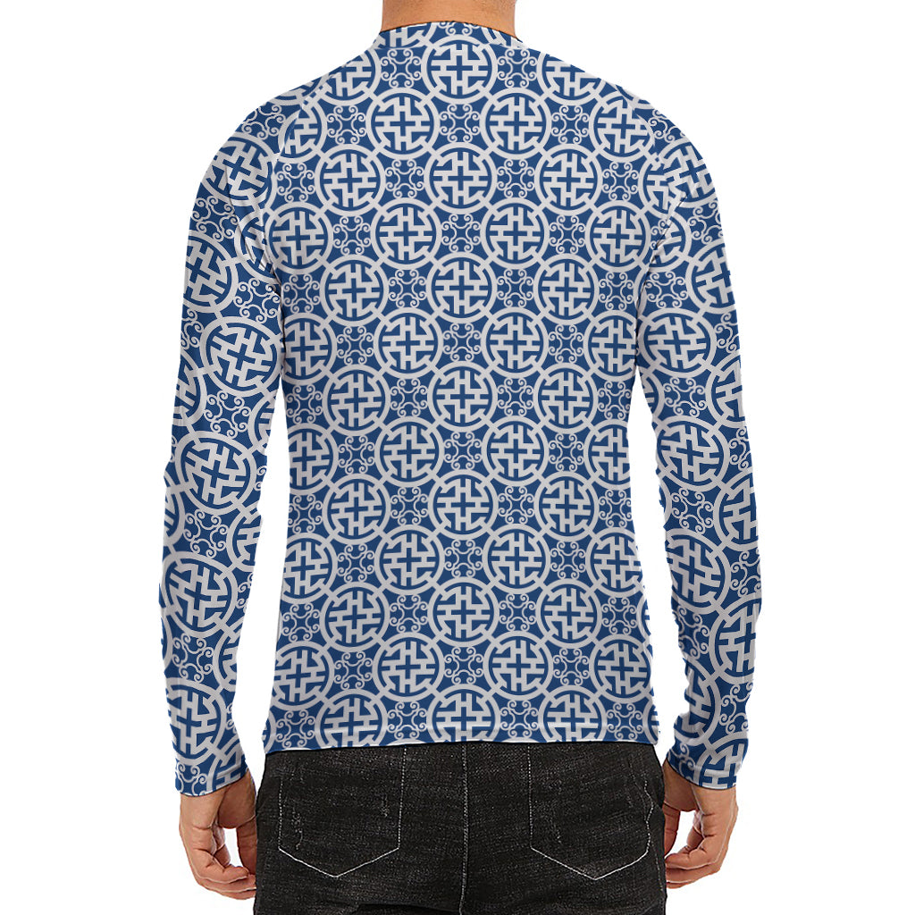 Chinese Luck Symbol Pattern Print Men's Long Sleeve Rash Guard