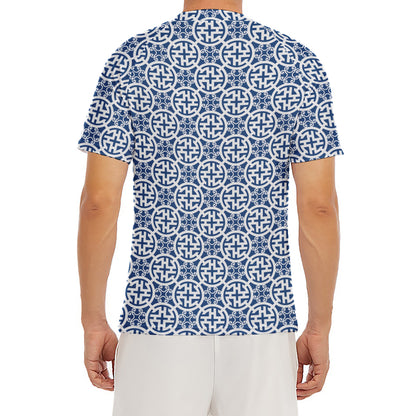 Chinese Luck Symbol Pattern Print Men's Short Sleeve Rash Guard