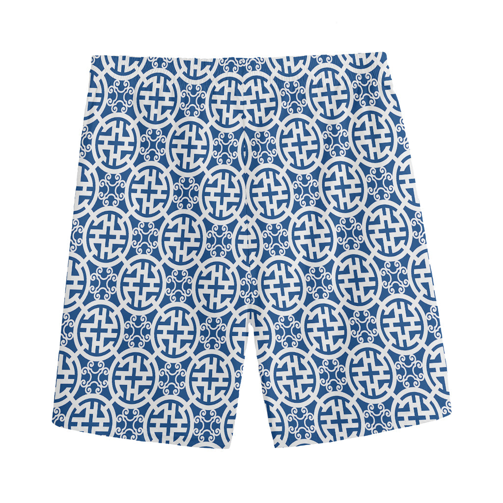 Chinese Luck Symbol Pattern Print Men's Sports Shorts