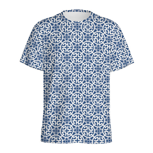 Chinese Luck Symbol Pattern Print Men's Sports T-Shirt