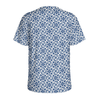 Chinese Luck Symbol Pattern Print Men's Sports T-Shirt