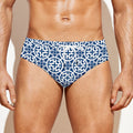 Chinese Luck Symbol Pattern Print Men's Swim Briefs