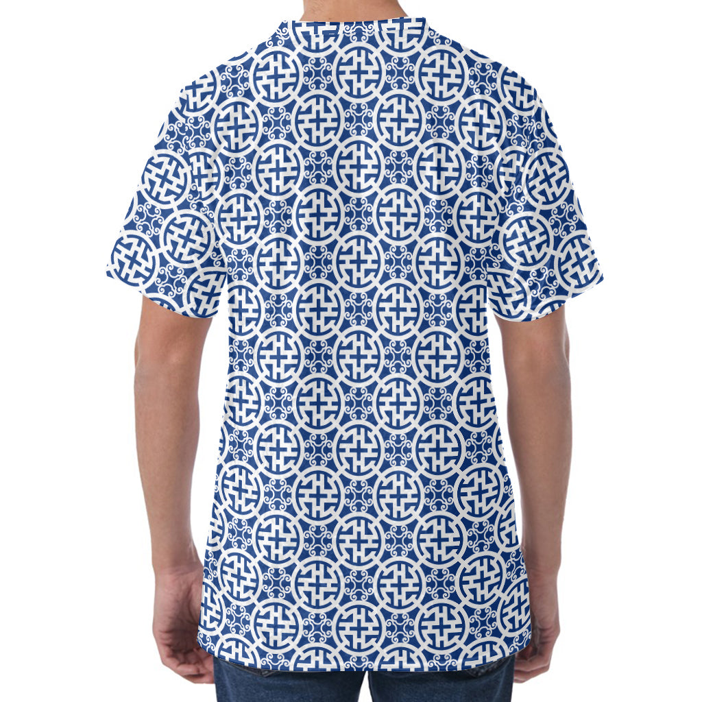 Chinese Luck Symbol Pattern Print Men's Velvet T-Shirt