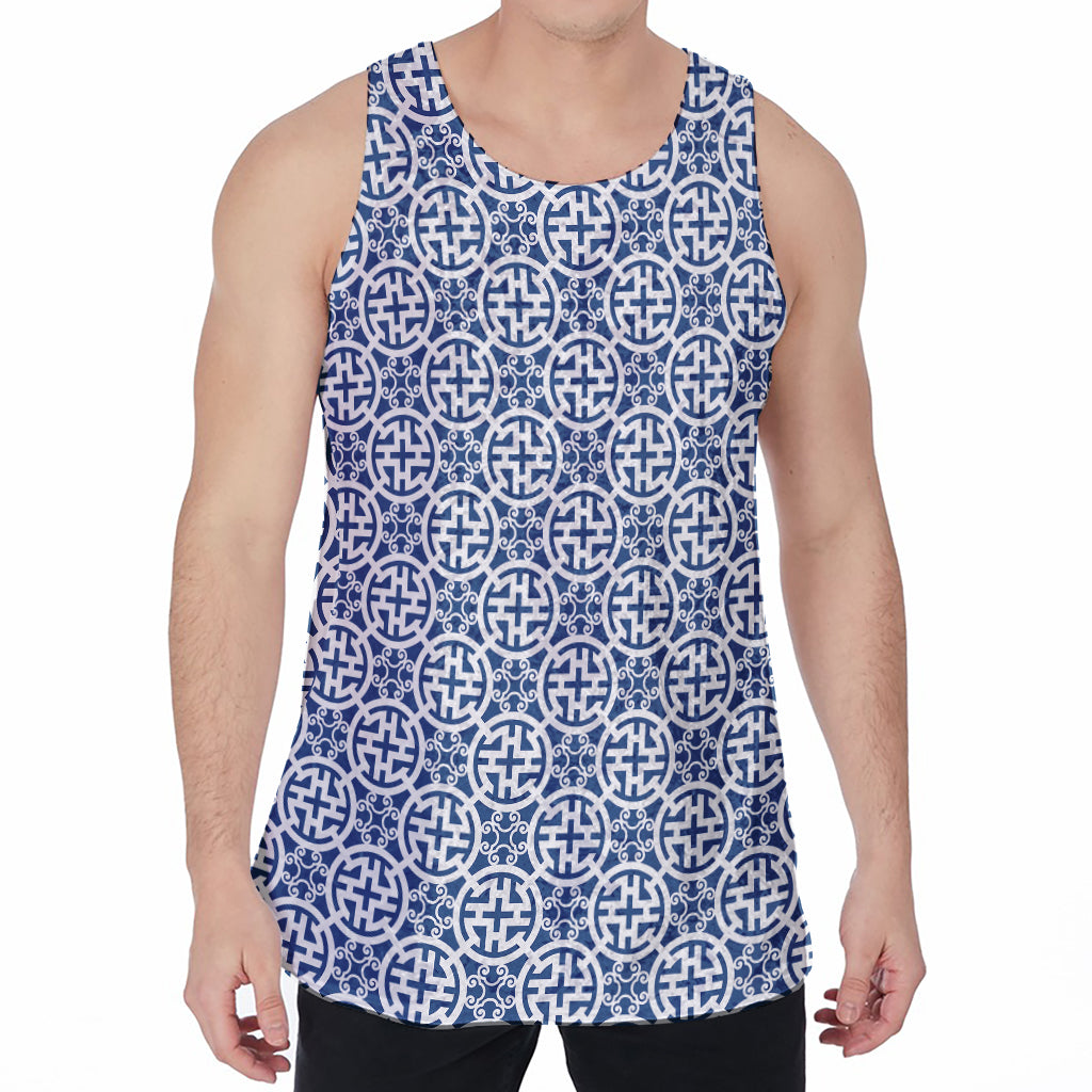 Chinese Luck Symbol Pattern Print Men's Velvet Tank Top
