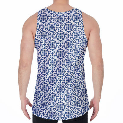 Chinese Luck Symbol Pattern Print Men's Velvet Tank Top