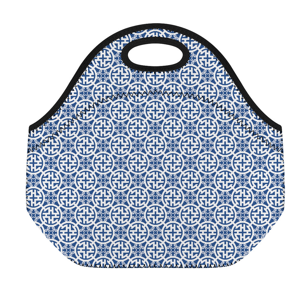 Chinese Luck Symbol Pattern Print Neoprene Lunch Bag