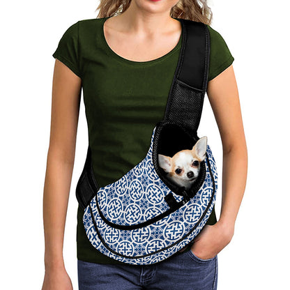 Chinese Luck Symbol Pattern Print Pet Sling Carrier