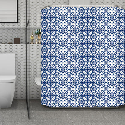 Chinese Luck Symbol Pattern Print Polyester Shower Curtain