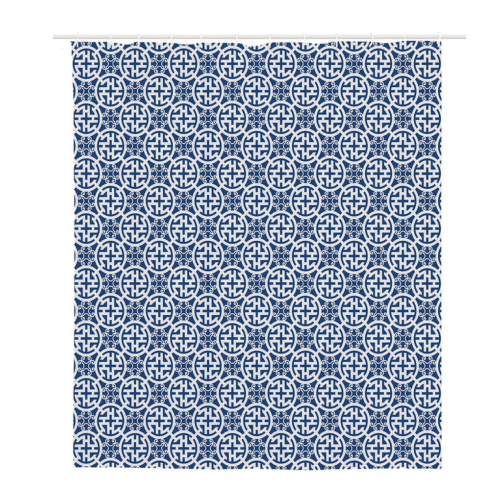 Chinese Luck Symbol Pattern Print Polyester Shower Curtain