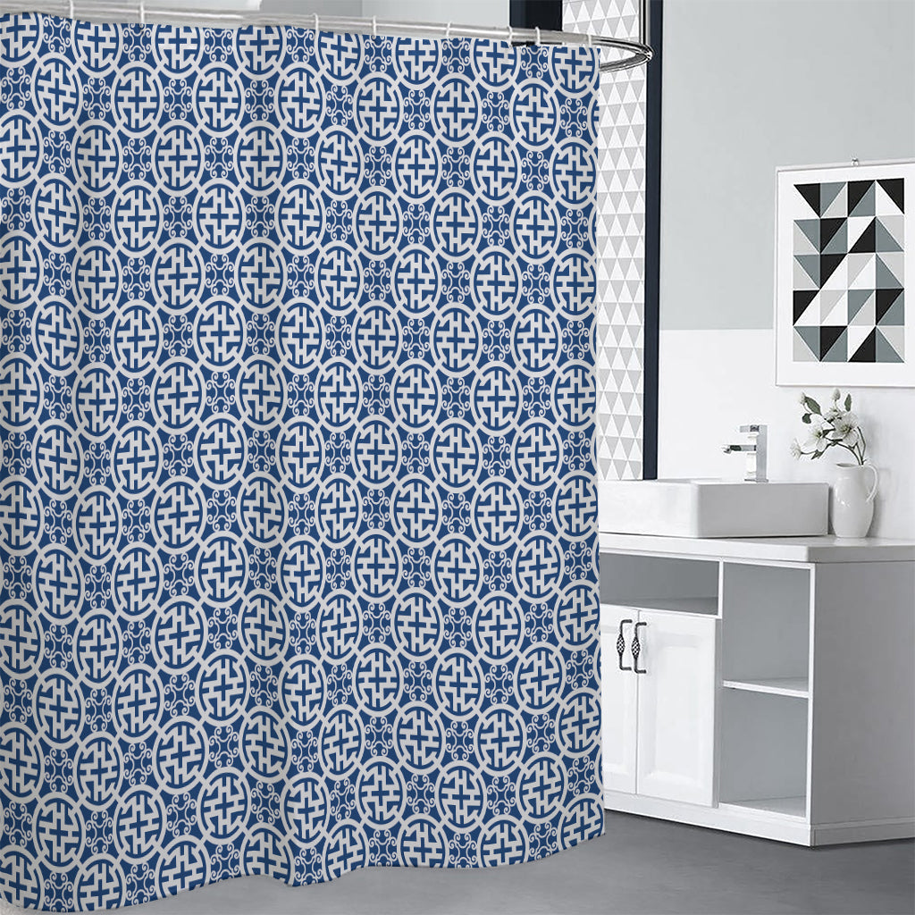 Chinese Luck Symbol Pattern Print Premium Shower Curtain