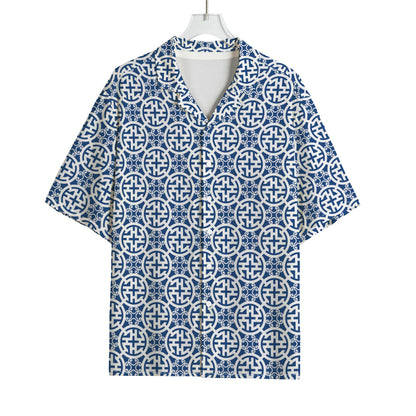 Chinese Luck Symbol Pattern Print Rayon Hawaiian Shirt